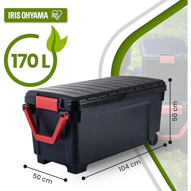 Iris Ohyama, Große Kunststoff-Aufbewahrungsbox, 170L, Garagen-box, Schwarz, Stapelbar, Robuste Schnappverschlüsse mit Griffen, SIA-1000 – Bild 3
