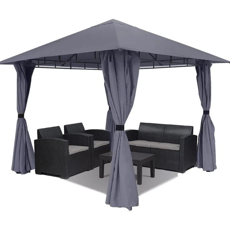 Sekey Garten Pavillon 3x3 m Wasserdicht Stabil Partyzelt, Gartenzelt mit 4 Seitenteile Reißverschluss, 180g/㎡ Polyester, Taupe – Bild 1