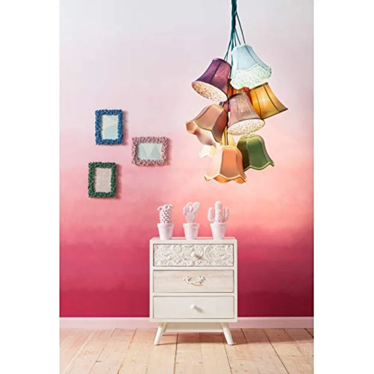 Kare Design Hängelampe Saloon Flowers, Bunt, 5 Lampenschirme, Leuchtmittel nicht Inklusive, E14 Fassung, Esstisch Lampe, Wohnzimmer, Bauernhaus Stil, Kunstseide, 92x45x45cm (H/B/T) – Bild 5
