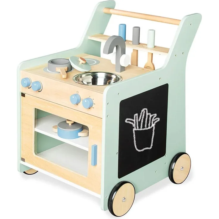 Pinolino 'Kalle' Kinderküche mit Maltafel, ab 3 Jahren, Linde / MDF pastellgrün, 45 x 48 x 58 cm