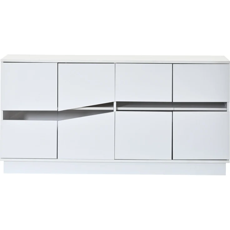 Sideboard 140 x 35 x 70 cm aus Spanplatte und Acryl, weiß mit Hochglanzfront und LED-Beleuchtung – Bild 7