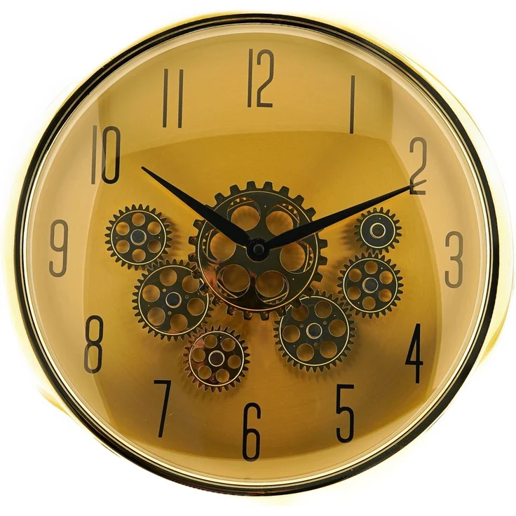 Wanduhr mit Zahnrädern - ø35 x 9 cm, Analog im Industrial-Look Gold – Bild 2