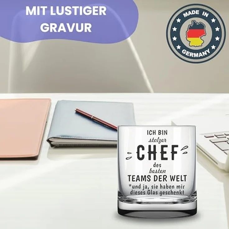 Lasernauten Whiskyglas Whiskyglas mit Gravur Geschenk für den Chef Boss witzig Trinkglas, mit Gravur – Bild 3