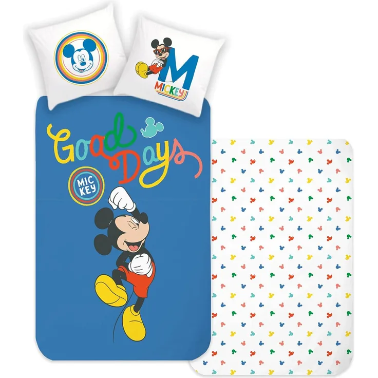 Disney Bettwäsche Mickey Mouse Good Days|135x200 cm + 80x80 cm