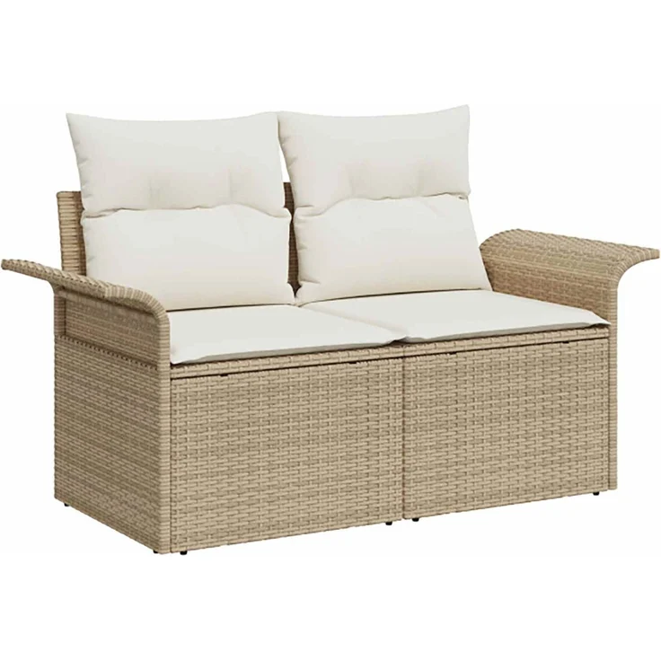 vidaXL Sofa Set 8 stk. Beige und Cremeweiß Polyrattan und Stahl 3448018 – Bild 3
