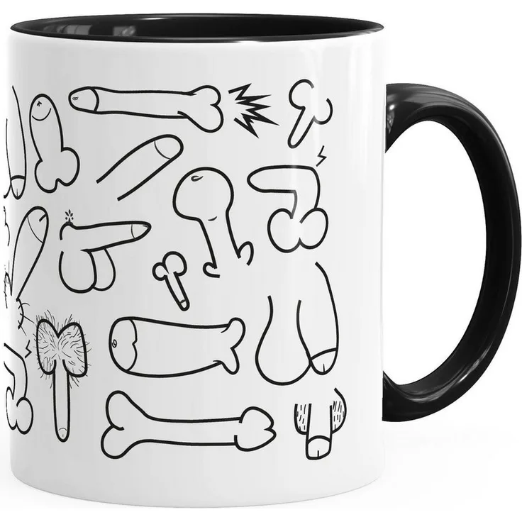 MoonWorks Tasse Tasse glänzend Kaffeetasse Teetasse Keramiktasse Fun Tasse Penis Muster MoonWorks®, Keramik