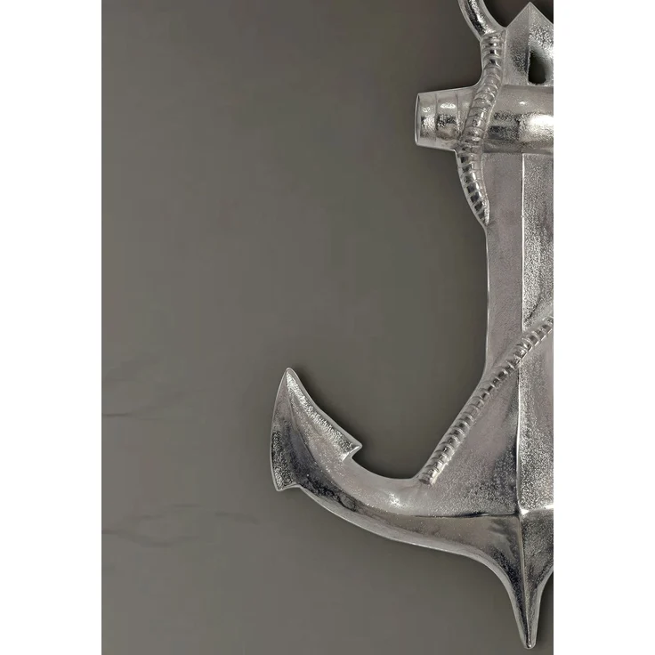Wohnling Deko Anker 70cm Silber Aluminium Maritim Wanddekoration Modern Silbern 47x4x70 cm – Bild 5