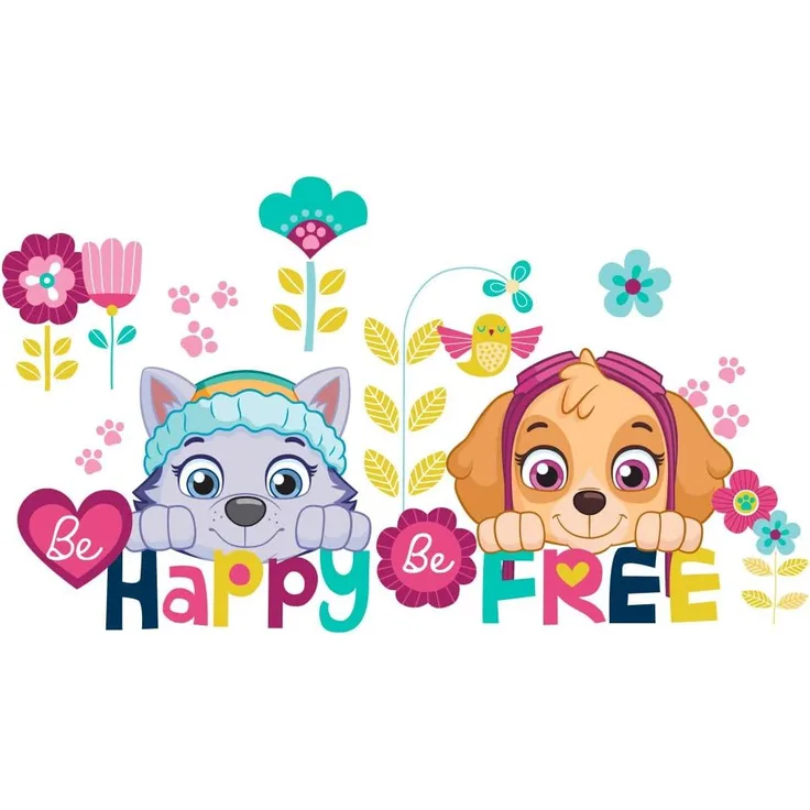 Paw Patrol Skye og Everest Be Happy Wallstickers