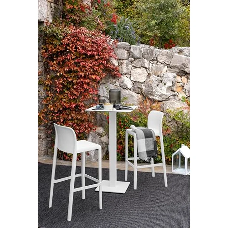 Connubia, Bayo Hocker aus recyceltem Polypropylen, 100% Weiß, matt, 2 Stück – Bild 7
