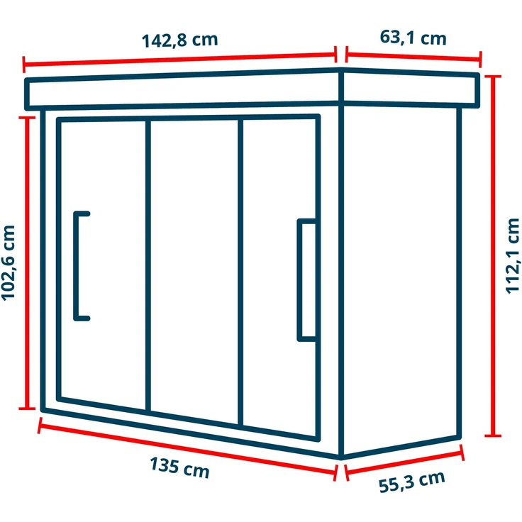 GFP Geräteschrank Metall 135x55x112 cm Gartenschrank Schiebetür anthrazit inkl. Fußboden – Bild 12
