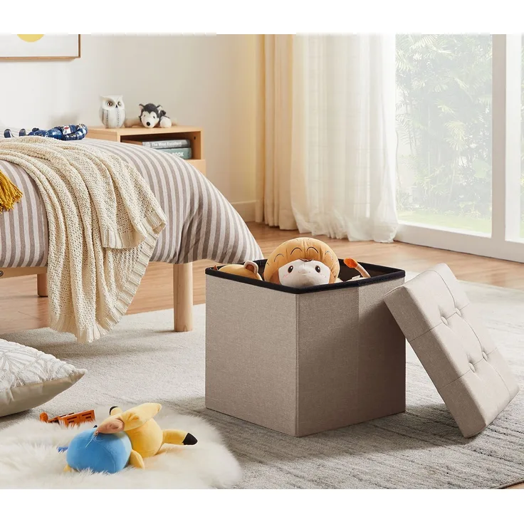 Zedelmaier Sitzbank Sitzbaenk mit Stauraum Sitzhocker Fußbank,Aufbewahrungsbox faltbar (ZD38Lenian), Belastbar bis 300 kg, Spielzeugtruhe mit Stauraum, Deckel abnehmbar