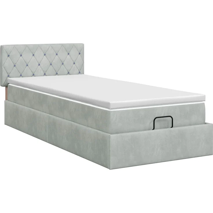 vidaXL Ottoman Bett mit Matratze Hellgrau 90 x 190 cm Samt 3457617 – Bild 8