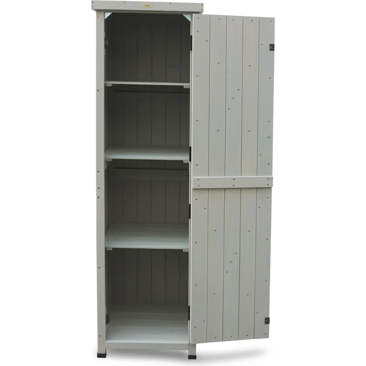 HABAU Gartenschrank "Ben" aus Holz, Grau, 45 x 45 x 160 cm – Bild 3