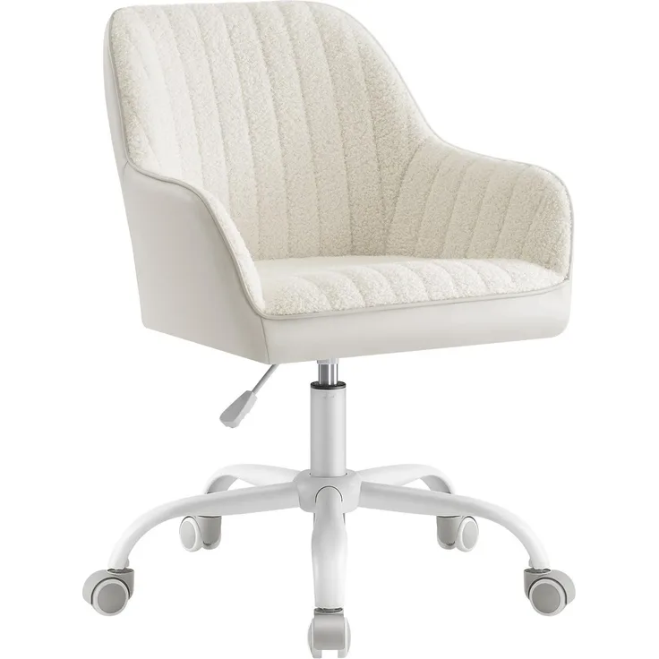 Songmics Bürostuhl, höhenverstellbar, beige, 64x62 x (80-90) cm