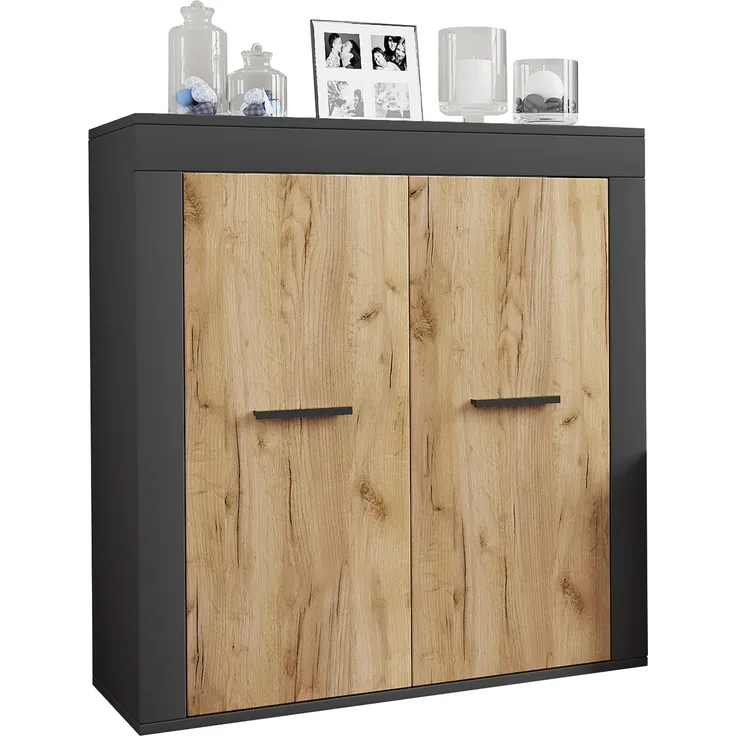 VCM Kommode & Sideboard Usilo 919850 Anthrazit / Honig-Eiche H. 89 x B. 80 x T. 35 cm
