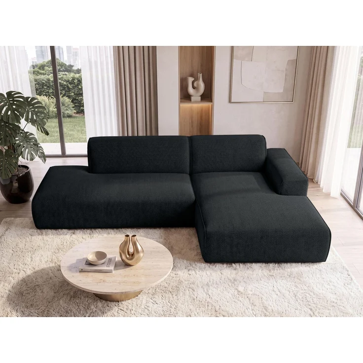AX LIVING Ecksofa Modern Didim Duo 284 cm Dunkelgrau Chenille Sofa R – Bild 2