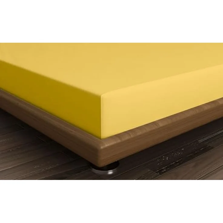 L'essentiel Maison 'Dark Yellow' Ranforce Queen XL Spannbettlaken (DE), Dunkelgelb, 200+40 x 150 cm – Bild 2