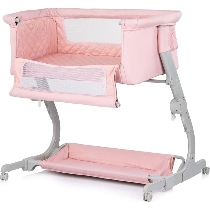 Chipolino Beistellbett Eleganza Matratze höhenverstellbar klappbar Räder Tasche rosa – Bild 2