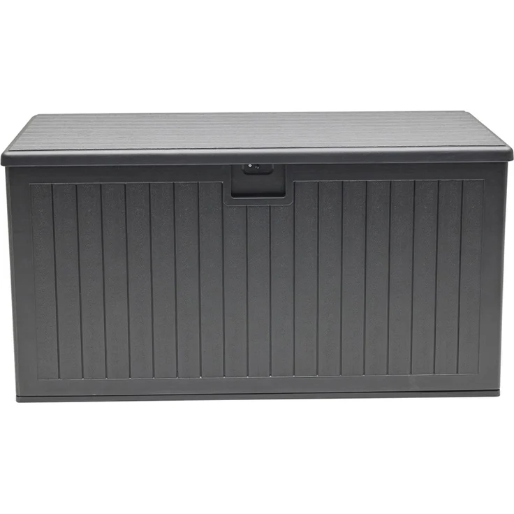 Aufbewahrungsbox Lilo Kissenbox Gartentruhe 140x70 cm Holzmaserung Schwarz – Bild 3