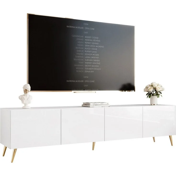 yourhouse24 Lowboard TV ANGEL 200 auf Füßen mit LED-Beleuchtung – Griffloses Design – Bild 1
