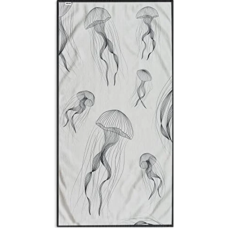 DecoKing Strandtuch groß 90x180 cm Baumwolle Frottee Velours Badetuch dunkelblau Jellyfish – Bild 3