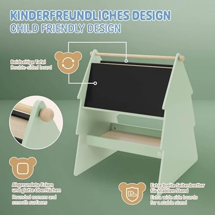 Joyz Spielzeugtruhe Kinderregal Kindermöbel Kinderzimmerregal Spielzeug Spielzimmer Möbel, Tanne Kindertafel mit Ablage & Papierrolle MDF / Kiefer – Bild 3