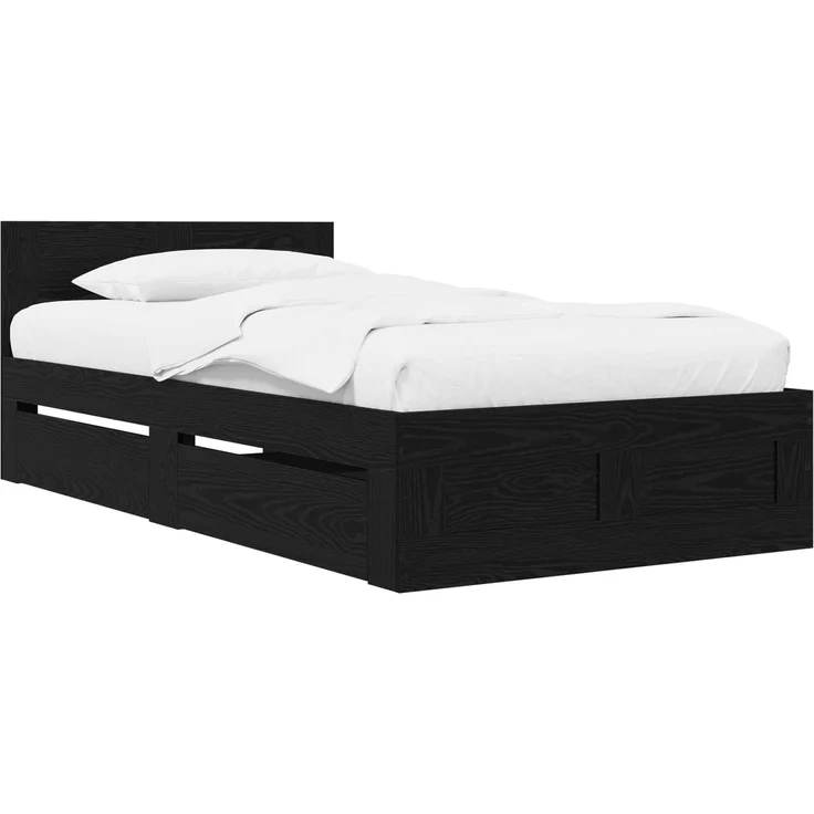 vidaXL Bettrahmen mit Schubladen 2 stk. Schwarze Eiche Holzwerkstoff 3429683 – Bild 2