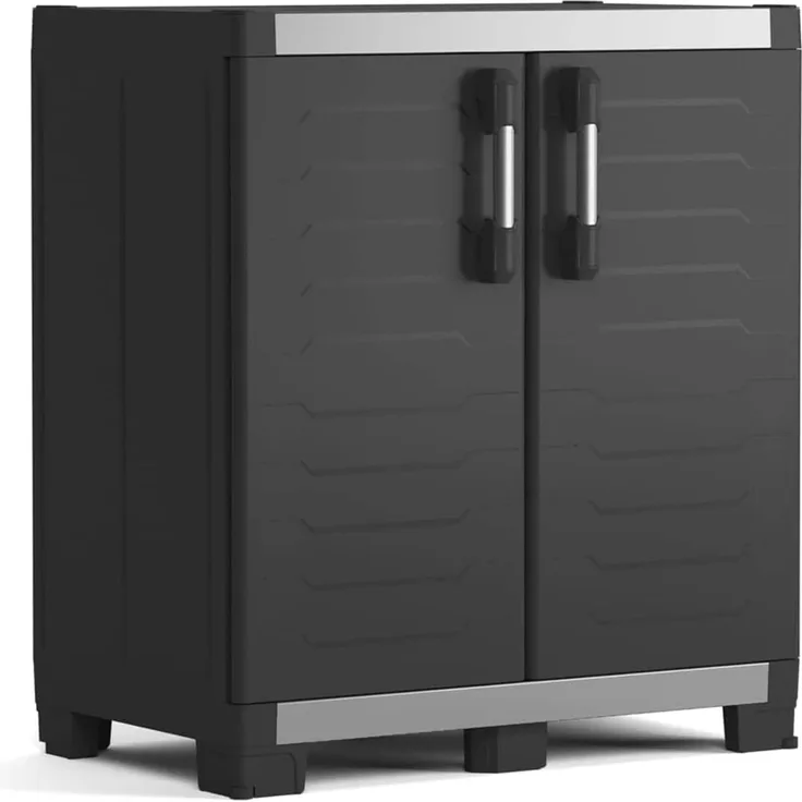 Keter Niedriger Lagerschrank Garage XL Schwarz und Silbern 99 cm 434762