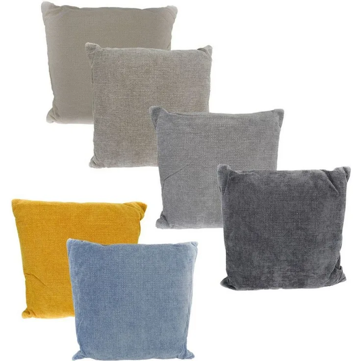 Chenille Dekokissen 45 x 45 cm Couchkissen einfarbig mit Reißverschluss gelb