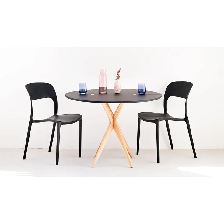 Ragaba kleiner halbrunder Esstisch, MDF & Massives Eschenholz, 100x50 cm, Salbei Grün – Bild 6