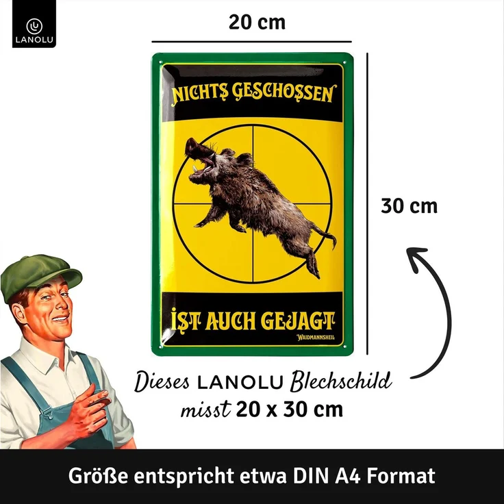 LANOLU Blechschild Nichts geschossen - 20x30cm – Metall – Mehrfarbig – 20168 – Bild 4