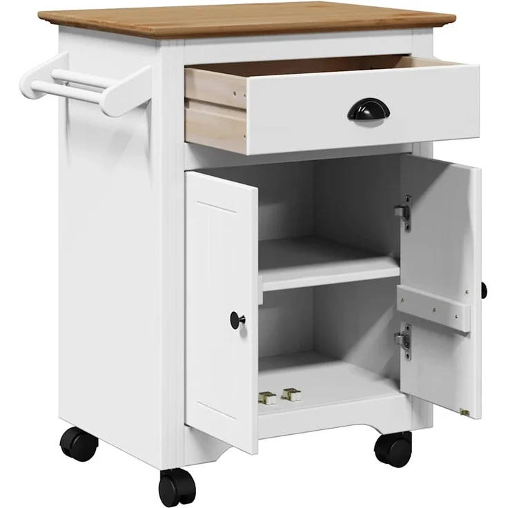 vidaXL Küchenwagen BODO Weiß und Braun 72x45x80 cm 4016876 – Bild 4