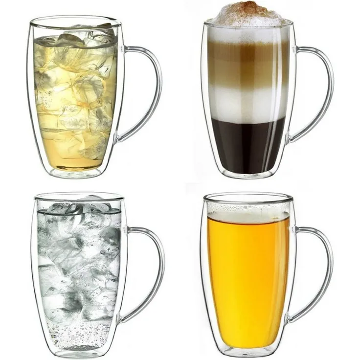 Creano Teeglas Thermoglas mit Henkel „DG-SHH“ 250 ml, 4er Set, 4-tlg, Borosilikatglas, 4 Gläser