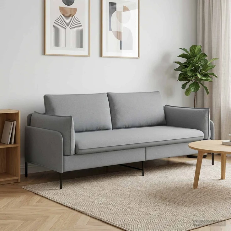 vidaXL 3-Sitzer-Sofa Hellgrau 222 x 81 x 89 cm Stoff 42048629 – Bild 1