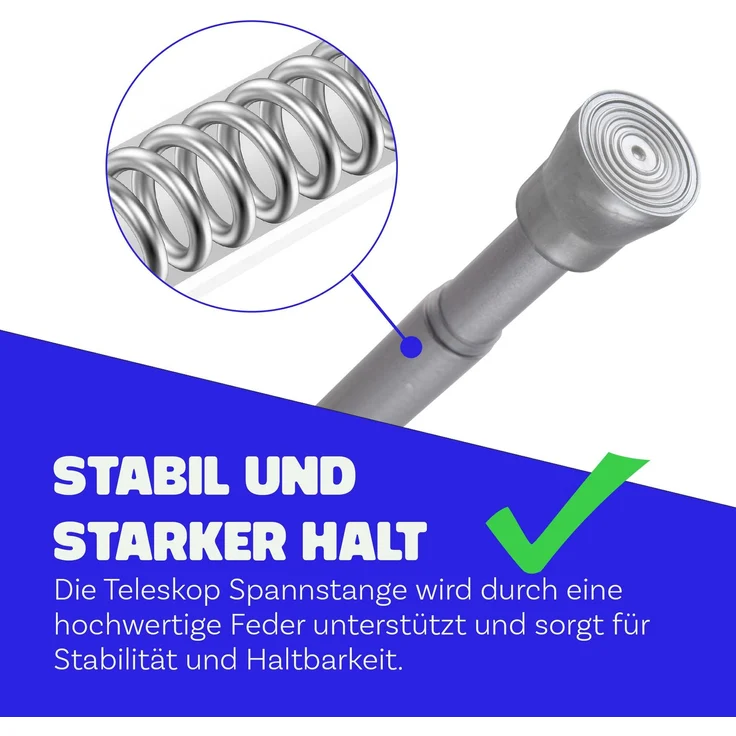Verstellbare Vorhangstange - Spannstange zum Klemmen Silber Ø16/19 mm 120-210 cm – Bild 6