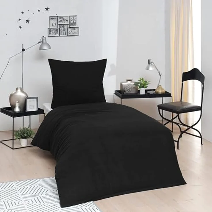 Brielle Bettwäsche Renforcé Set aus 100% Baumwolle - 135x200 cm - Gelb/Blau/Schwarz/Grau, 2 teilig, Mit Reißverschluss, 100% Baumwolle – Bild 2
