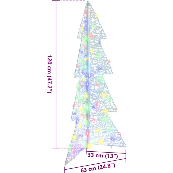 vidaXL Weihnachtsbaum Mehrfarbig 120 cm Acryl 100 LEDs 42019205 – Bild 10