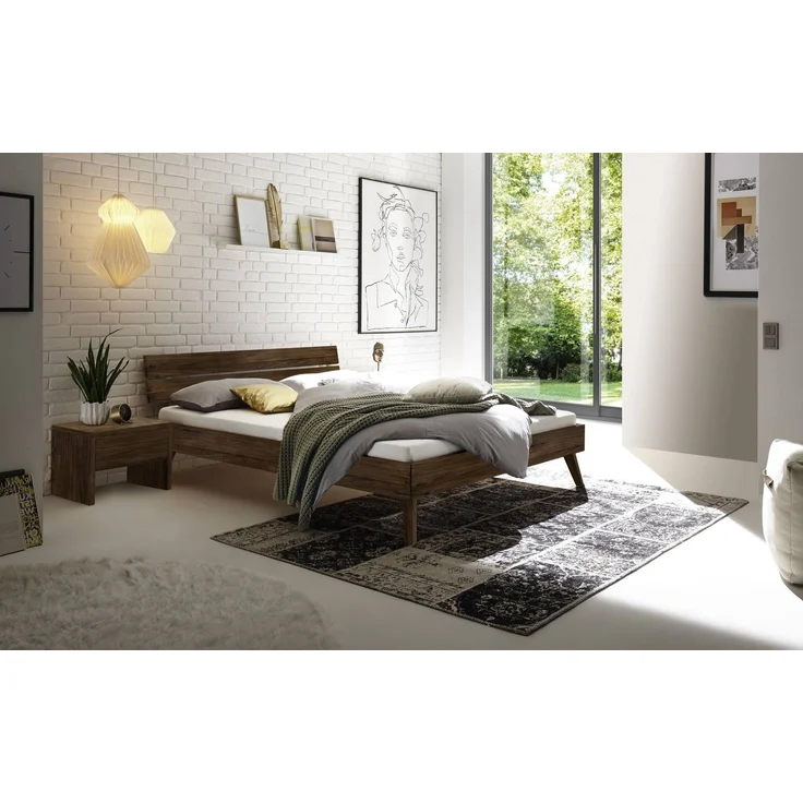 Hasena Massivholzbett Ortona Nussbaum geölt 100x210 cm, Komforthöhe 25 cm – Trento – Bild 2