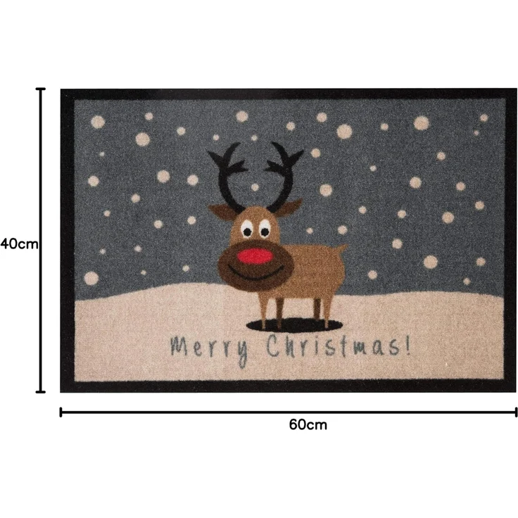 HANSE Home Fußmatte Christmas Reindeer, Türmatte, rechteckig, Höhe: 7 mm, In- & Outdoor, Rutschfest, Weihnachten, Waschbar, Wetterfest, Flur – Bild 2