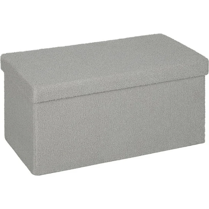 HOMCOM Sitzbank mit Stauraum faltbar Polsterbank mit Samtoptik, Sitztruhe, Truhenbank für Wohnzimmer Schlafzimmer Flur 76 x 38 x 38 cm, Hellgrau – Bild 1