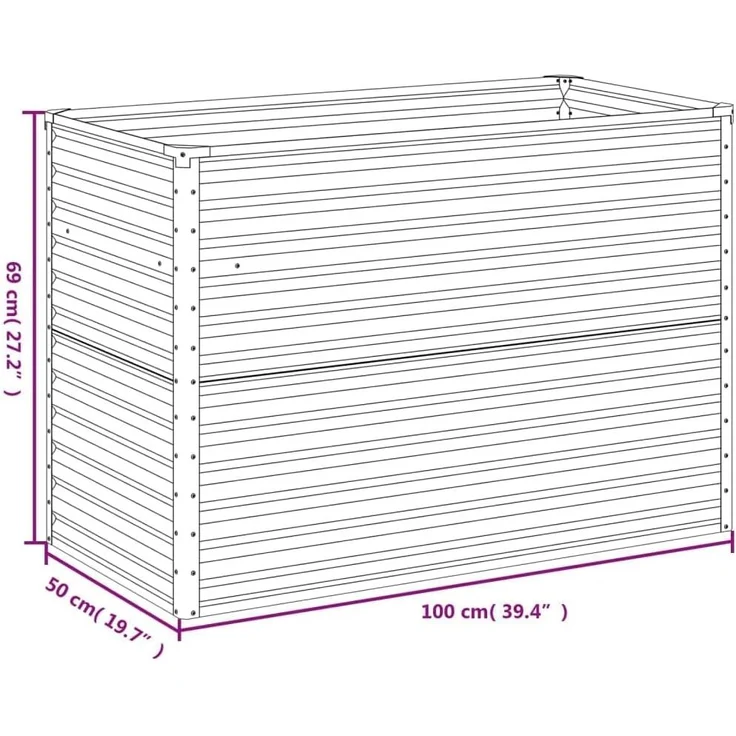 DELUKE® Hochbeet aus Cortenstahl AKSEL unten offen Hochbeet Metall Pflanzenbeet Metall Gartenbeet Blumenbeet Beet hoch Frühbeet für Garten Gemüsebeet, 100x50x69cm – Bild 2