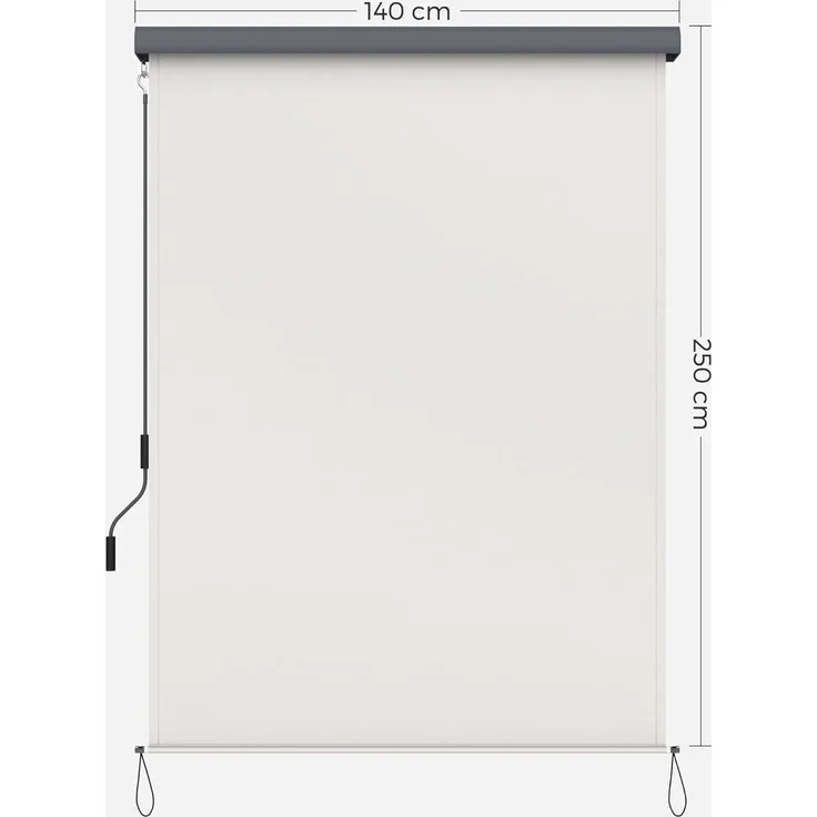 SONGMICS Seitenmarkise Alu 1.4 x 2.5m Senkrechtmarkise für Balkon, Terrasse, mit Grauer Markisenkassette, Vertikalmarkise für außen, Markise für Windschutz, Sonnenschutz und Sichtschutz, Beige GSA145BE – Bild 5