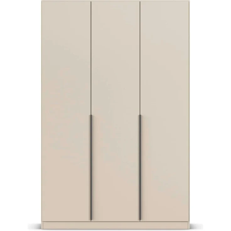 Rauch Möbel Alabama, Kleiderschrank, Garderobe, 3-türig, Zubehör Premium, 2 Kleiderstangen, 5 Einlegeböden, Schubladeneinsatz, Farbe Beige, Griff Grau metallic, 136 x 210 x 54 cm – Bild 8