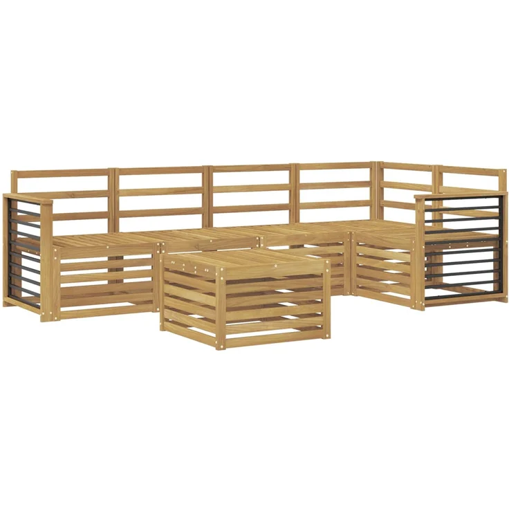 vidaXL Outdoor-Sofagarnitur 6 stk. 5-Sitzer Weiß Massivholz Akazie 3391884 – Bild 2