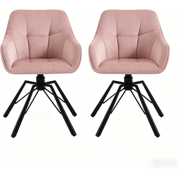 Essstuhl-Set 2er 57x41x82,5 cm drehbar mit Armlehnen und Samtbezug – Bild 8