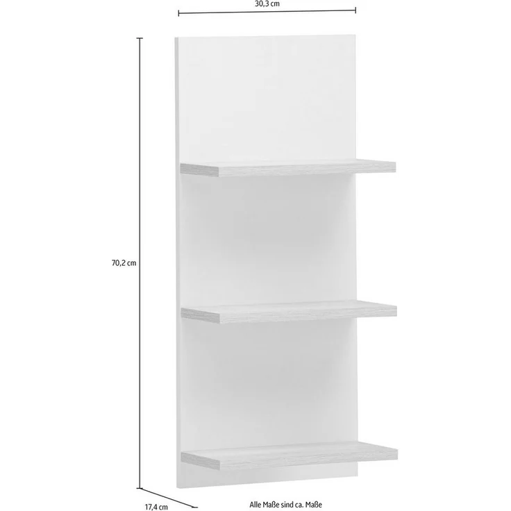 Schildmeyer Regal Emmik 159502 mattweiß/weißeiche Dekor, 30,3 x 17,5 x 70,2 cm – Bild 2