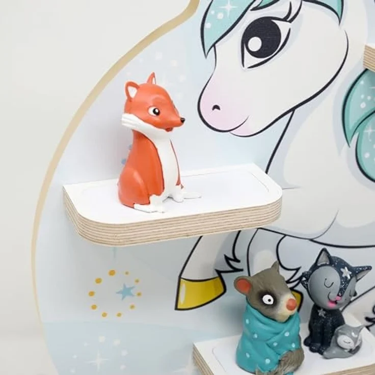 stadtecken Kinder Regal für Musikbox I Geeignet für die Toniebox und ca. 50 Tonies I Perfekte Aufbewahrung für Kinderzimmer I zum Aufstellen oder Aufhängen (Einhorn, Mittel) – Bild 2
