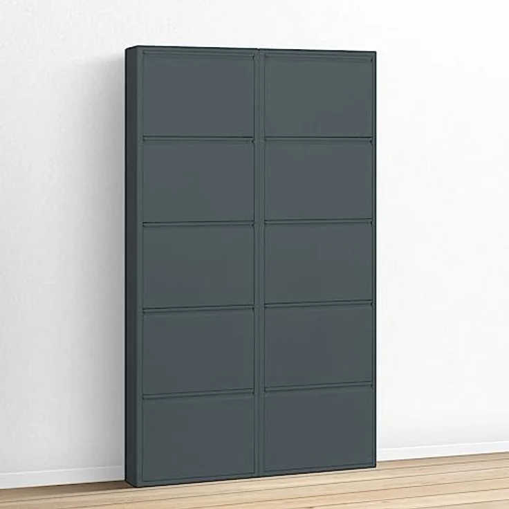 ebuy24 Pisa Schuhkipper, Schuhaufbewahrung aus Holzwerkstoff, grau, 10 Klappen, 100x173x16 cm – Bild 2