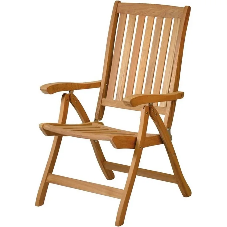 Kai Wiechmann Hochlehner Verstellbarer Teak Gartenstuhl, wetterfester Teak Klappsessel, Teakholz Gartensessel mit extra langer Rückenlehne