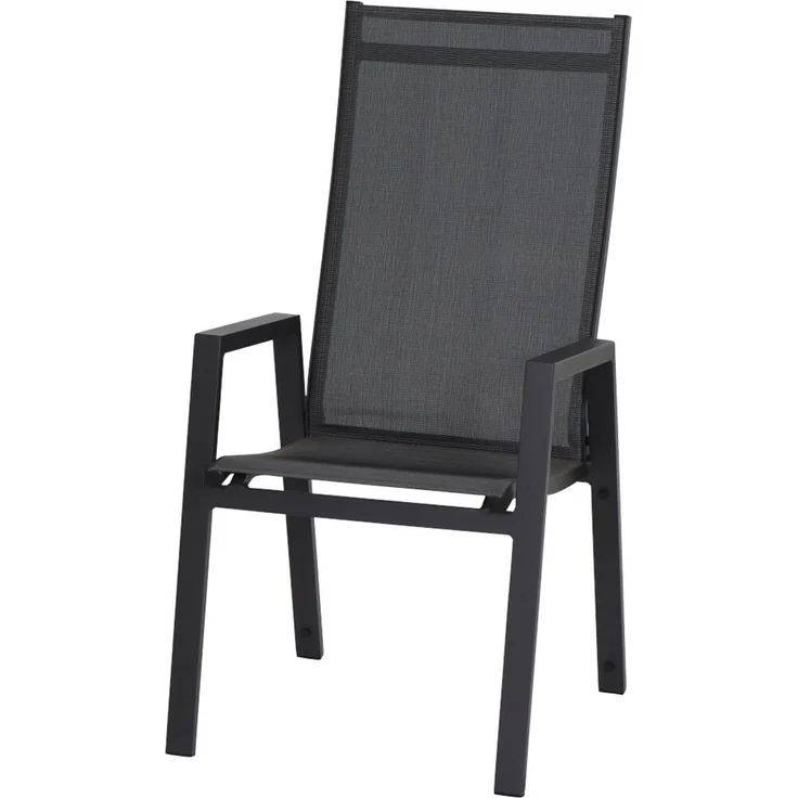 Siena Garden Dining Stapelsessel Savona matt anthrazit/schwarz silber Hochlehner – Bild 1